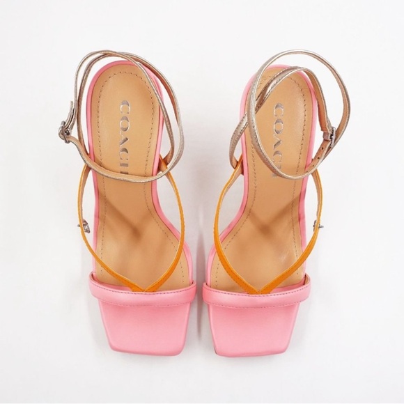 Coach Kali Pink and Tan Heels Viral 100% Authentic Brand new in Box RT 799$ - Picture 13 of 14